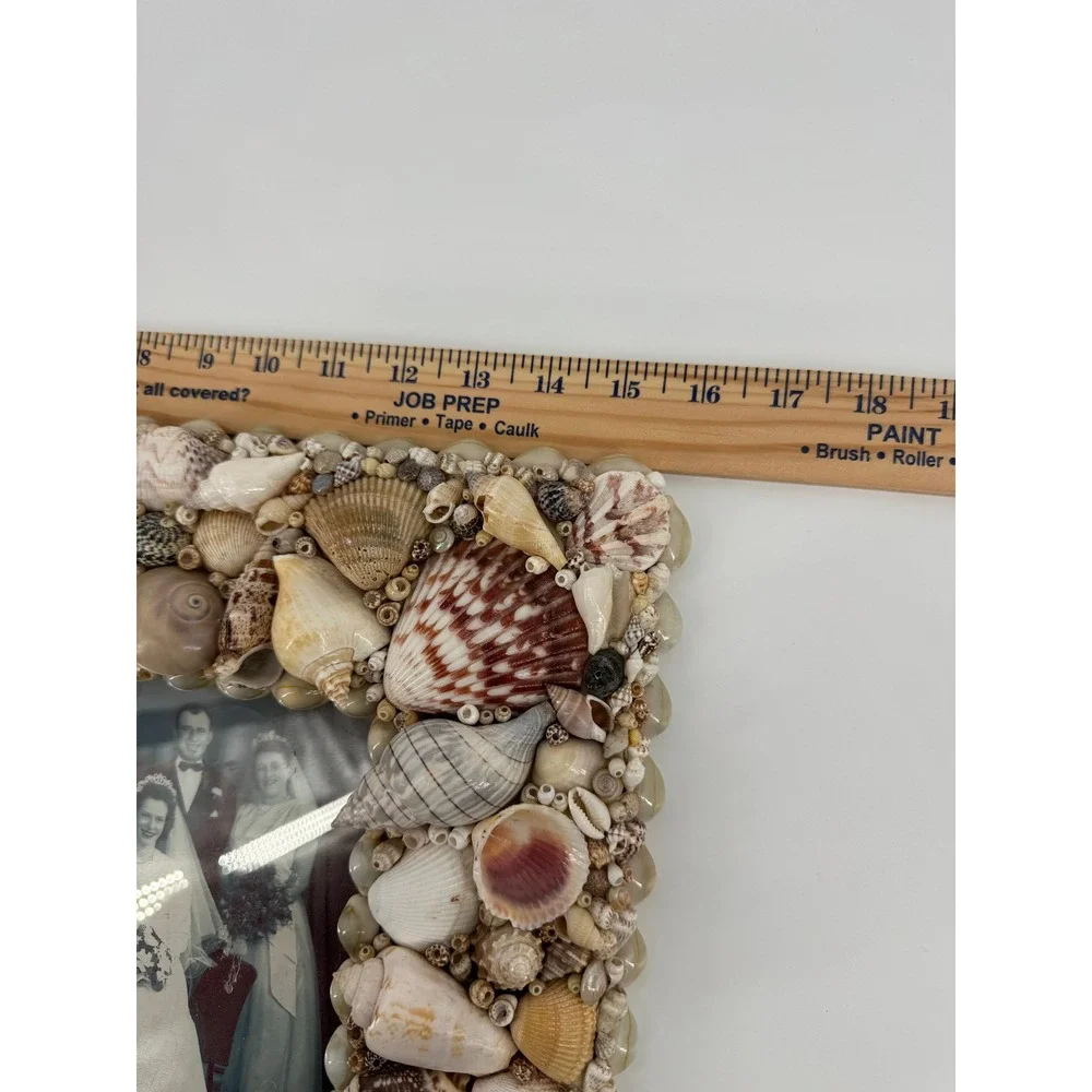 Seashell Picture Frame 16x13.5 OS Tan Nautical Coastal Mosaic Beach‎ Summer